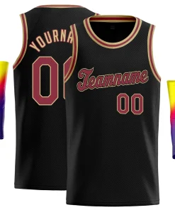 Custom Black Gold-Red Classic Tops Men/Boy Athletic Basketball Jersey