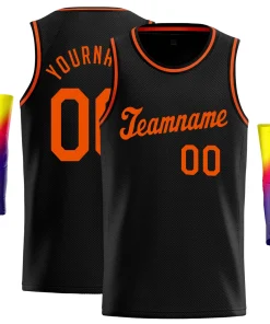 Custom Black Orange Classic Tops Athletic Casual Basketball Jersey