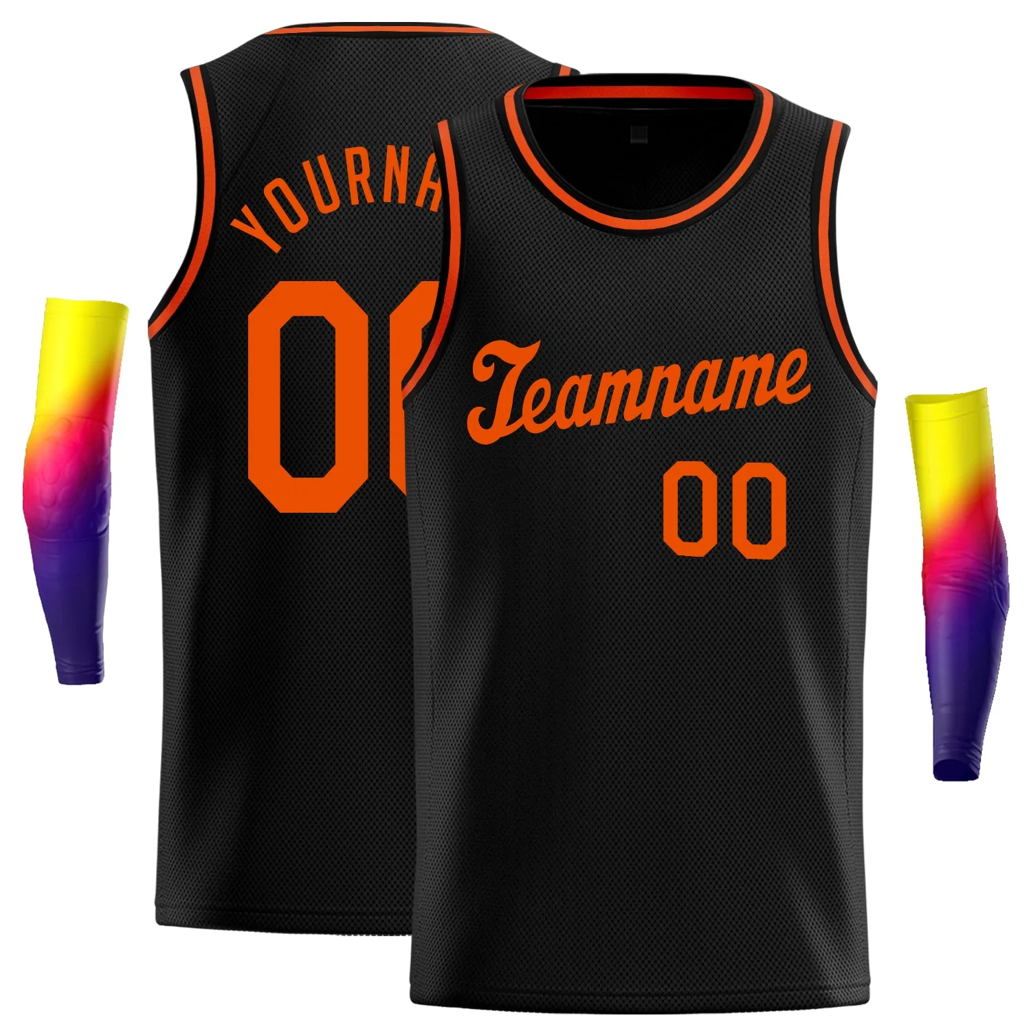 Custom Black Orange Classic Tops Athletic Casual Basketball Jersey