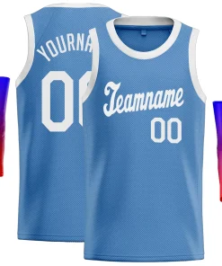 Custom Light Blue White-Gray Classic Tops Men Casual Basketball Jersey
