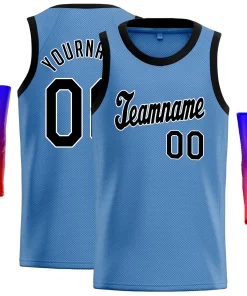 Custom Light Blue Black-White Classic Tops Men Casual Basketball Jersey