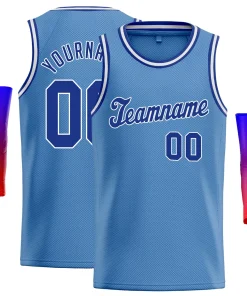 Custom Light Blue Royal-White Classic Tops Athletic Basketball Jersey