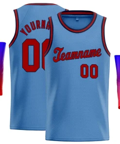 Custom Light Blue Navy-Red Classic Tops Athletic Basketball Jersey