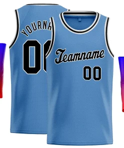 Custom Light Blue Black-White Classic Tops Men/Boy Basketball Jersey