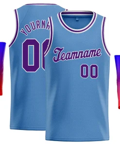 Custom Light Blue Purple-White Classic Tops Athletic Casual Basketball Jersey