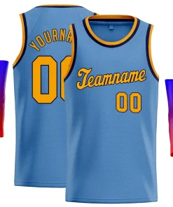 Custom Light Blue Yellow-Navy Classic Tops Fashion Sportwear Basketball Jersey