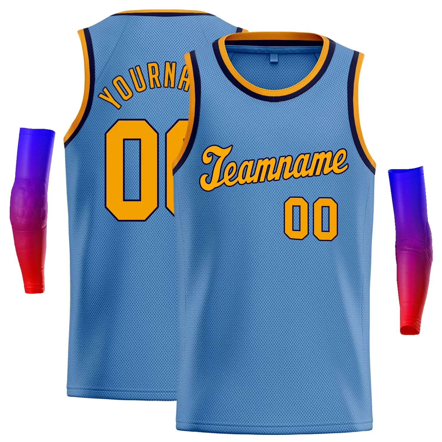 Custom Light Blue Yellow-Navy Classic Tops Fashion Sportwear Basketball Jersey