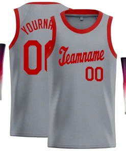 Custom Gray Red Classic Tops Athletic Casual Basketball Jersey