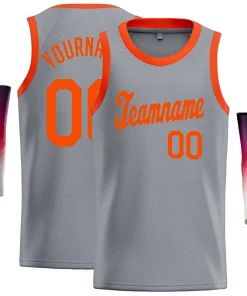 Custom Gray Orange Classic Tops Athletic Basketball Jersey