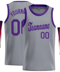 Custom Gray Purple Classic Tops Fashion Sportwear Basketball Jersey