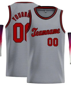 Custom Gray Red Black Classic Tops Men/Boy Basketball Jersey