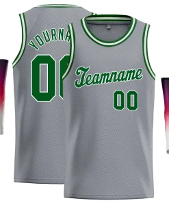 Custom Gray Green-White Classic Tops Men/Boy Athletic Basketball Jersey