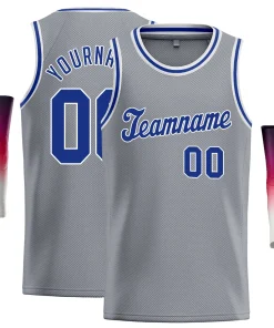 Custom Gray Royal-White Classic Tops Athletic Basketball Jersey