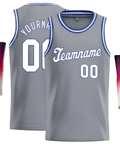 Custom Gray White Royal Classic Tops Athletic Basketball Jersey