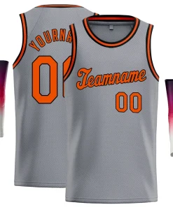 Custom Gray Orange-Black Classic Tops Tank Top Basketball Jersey