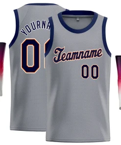 Custom Gray Navy-Orange Classic Tops Tank Top Basketball Jersey