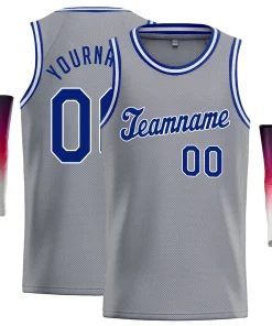 Custom Gray Royal-White Classic Tops Tank Top Basketball Jersey