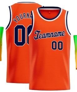 Custom Orange Navy-White Classic Tops Men Casual Basketball Jersey