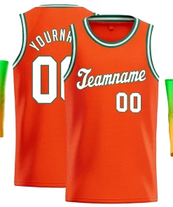 Custom Orange White-Green Classic Tops Men/Boy Basketball Jersey