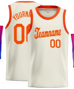 Custom Cream Orange Classic Tops Athletic Casual Basketball Jersey