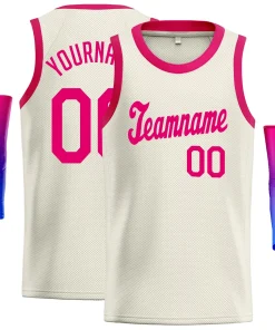Custom Cream Pink Classic Tops Athletic Casual Basketball Jersey