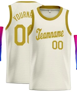 Custom Cream Gold Classic Tops Athletic Basketball Jersey