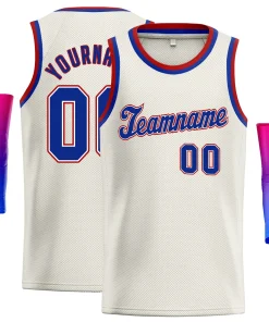 Custom Cream Royal-Red Classic Tops Fashion Sportwear Basketball Jersey