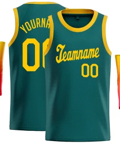 Custom Teal Yellow Classic Tops Breathable Basketball Jersey