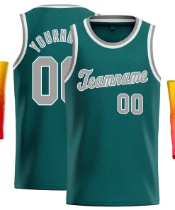 Custom Teal Gray-White Classic Tops Fashion Sportwear Basketball Jersey