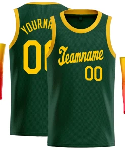 Custom Green Yellow Classic Tops Breathable Basketball Jersey