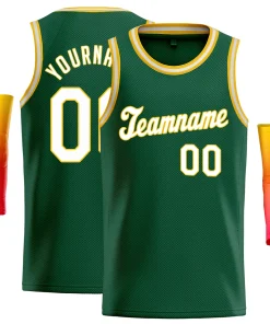 Custom Green White-Yellow Classic Tops Fashion Sportwear Basketball Jersey