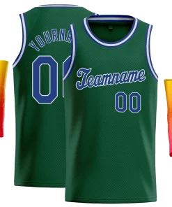 Custom Green Royal-White Classic Tops Fashion Sportwear Basketball Jersey