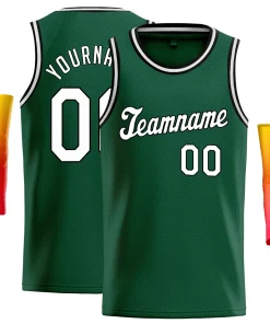 Custom Green Black- White Classic Tops Athletic Basketball Jersey