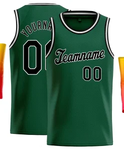 Custom Green Black-White Classic Tops Athletic Basketball Jersey