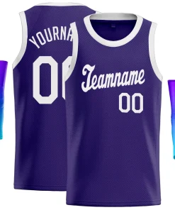 Custom Purple White-Grey Classic Tops Athletic Casual Basketball Jersey