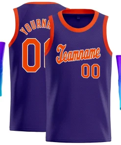Custom Purple Orange-White Classic Tops Athletic Basketball Jersey