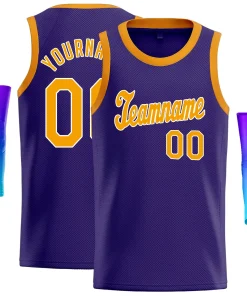 Custom Purple Yellow Classic Tops Men Athletic Basketball Jersey