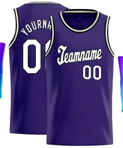 Custom Purple Black-White Gray Classic Tops Men Casual Basketball Jersey