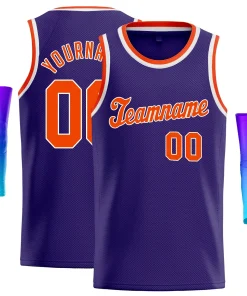 Custom Purple Orange-White Classic Tops Men Casual Basketball Jersey