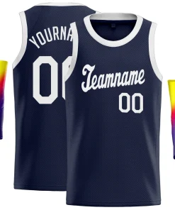 Custom Navy White Classic Tops Sportswear Fashion Basketball Jersey
