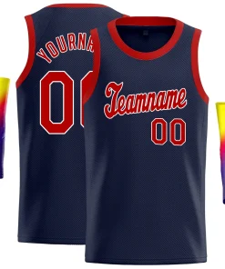 Custom Navy Red-White Classic Tops Game Basketball Jersey