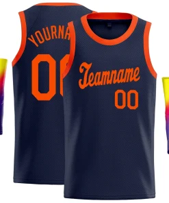 Custom Navy Orange Classic Tops Sportwear Basketball Jersey