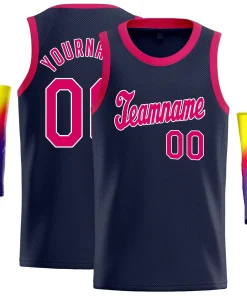 Custom Navy Pink-White Classic Tops Shirt Basketball Jersey