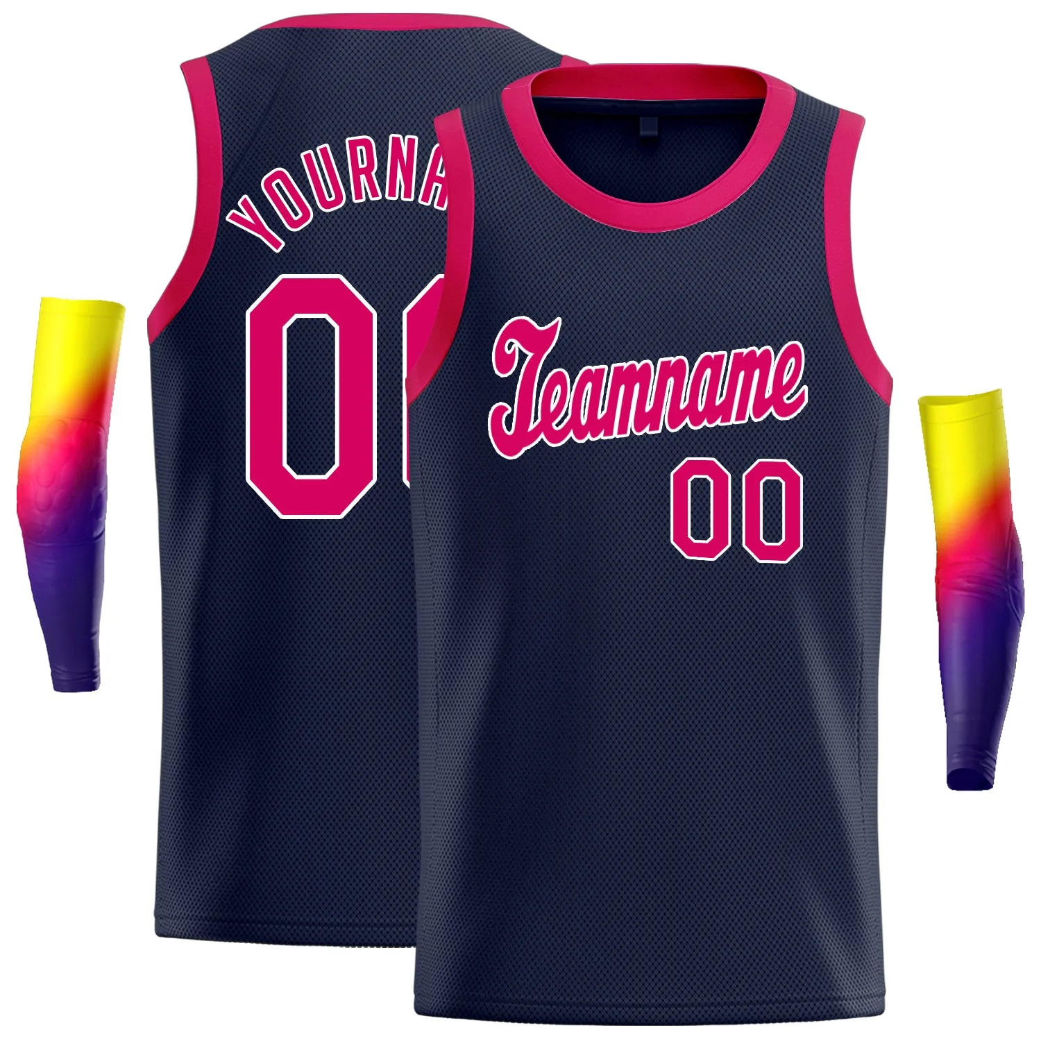 Custom Navy Pink-White Classic Tops Shirt Basketball Jersey