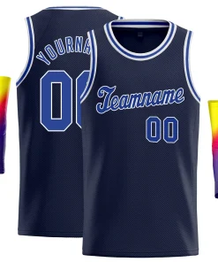 Custom Navy Royal-White Classic Tops Sport Vest Basketball Jersey