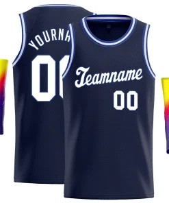 Custom Navy White-Royal Classic Tops Men/Kids Basketball Jersey