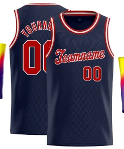 Custom Navy Red-White Classic Tops Fashion Basketball Jersey