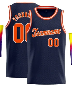 Custom Navy Orange-White Classic Tops Men/Kids Basketball Jersey