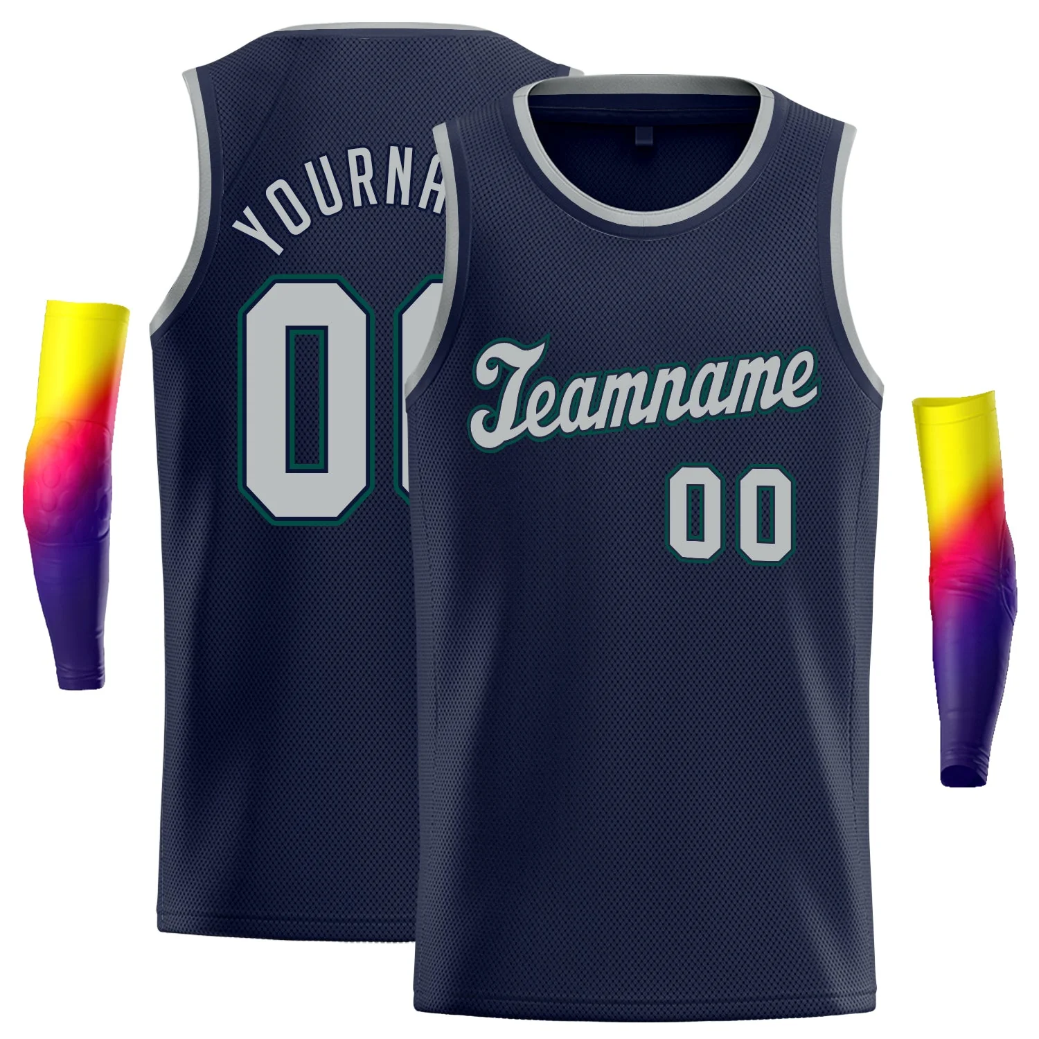 Custom Navy Gray-Navy Classic Tops Athletic Training Basketball Jersey