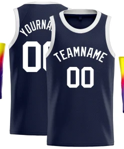 Custom Navy White Classic Tops Sport Basketball Jersey